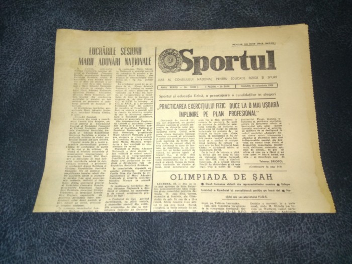 ZIARUL SPORTUL 13 NOIEMBRIE 1982