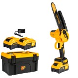 Cumpara ieftin Mini drujba electrica cu 2 acumulatori 21V, 4Ah, 200mm, cutie transport inclusa ROTOR RMC218