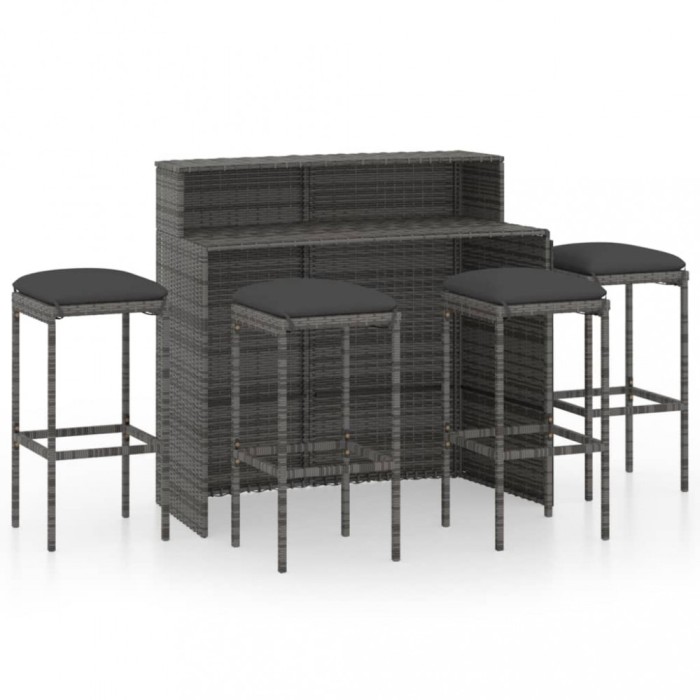vidaXL Set mobilier bar de grădină cu perne, 5 piese, gri