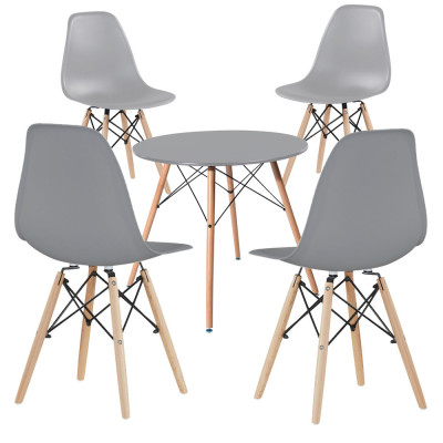 4 buc scaune moderne cu masa pentru bucatarie, 3 culori-gri foto
