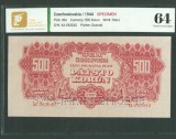 Cehoslovacia 500 coroane 1944 P49s Specimen UNC