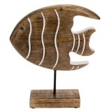 Decoratiune de masa peste din lemn cu baza, 22x6x26cm, CMCLASS