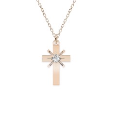 Lant si cruce cu cristal Swarosvski - argint 925 placat cu aur roz