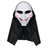 Mască Halloween, Thriller, Cercuri Roșii, Ochi Mici, Acoperire Cap, Alb/Negru, Plastic/Poliester