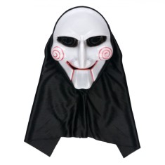 Mască Halloween, Thriller, Cercuri Roșii, Ochi Mici, Acoperire Cap, Alb/Negru, Plastic/Poliester