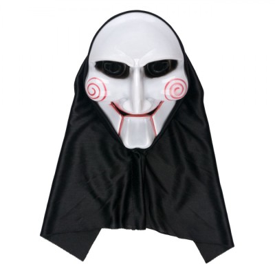 Mască Halloween, Thriller, Cercuri Roșii, Ochi Mici, Acoperire Cap, Alb/Negru, Plastic/Poliester foto