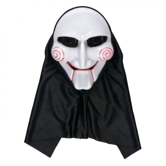 Mască Halloween, Thriller, Cercuri Roșii, Ochi Mici, Acoperire Cap, Alb/Negru, Plastic/Poliester