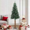 VidaXL Pom Crăciun artificial subțire, lemn și zăpadă, verde, 180 cm