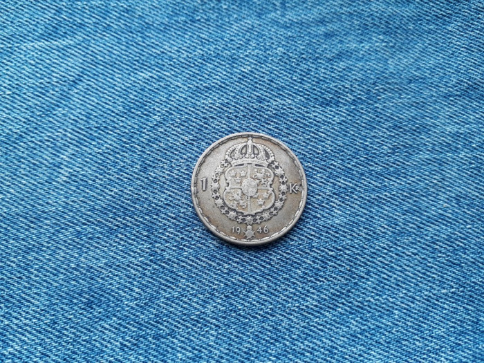 1f - 1 Krona 1946 Suedia / coroana argint