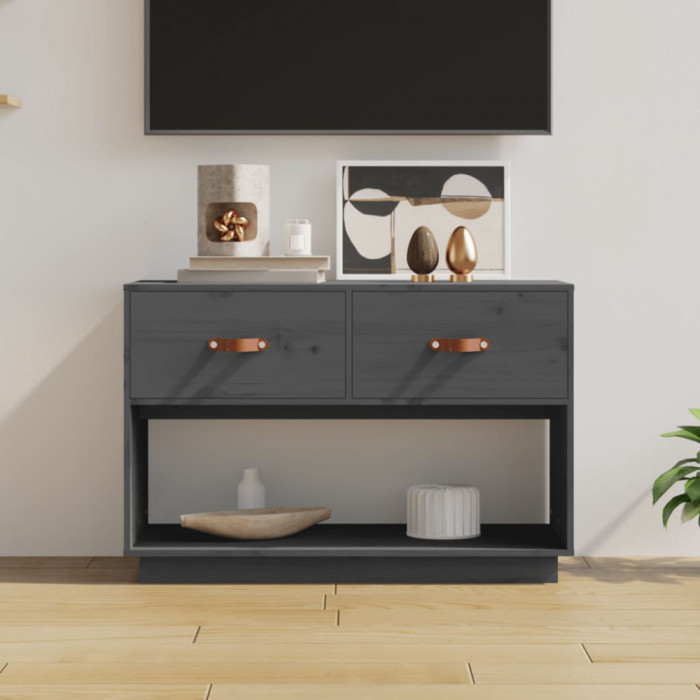Gossi comoda tv, gri, 90x40x60 cm, lemn masiv de pin