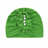 Caciulita verde tip turban cu perlute aplicate in fata (Marime Disponibila: 6-9