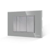 Cumpara ieftin Intrerupator mecanic Luxion 4 posturi cu rama din sticla, gri, standard italian 3M