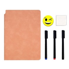 Set Agenda A5 Reutilizabila cu Pagini Tip Tabla, Agenda Pagini Albe cu Stergere Uscata, 3 Markere, 1 Burete ?i 1 Laveta de sters, Portabila, 24 x 16.5 foto