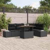 VidaXL Set Masa Grădină 6 Piese cu Perne Negru Rattan Poliester și Acacia