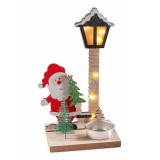 Decoratiune cu led Craciun lemn multicolor 10.5x9x18.5 cm