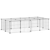 Cumpara ieftin Cusca animale de companie cu usa 20 panouri negru 140x70x35 cm otel