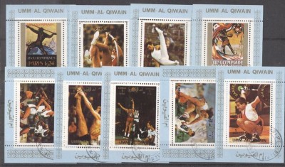 Umm al Qiwain 1973 Sport, Olympics, 9 perf. mini sheet, used T.207 foto