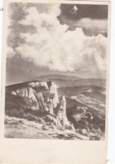 AMS - ILUSTRATA 1296, VEDERE DE PE CEAHLAU, ANUL 1958, cu perforari