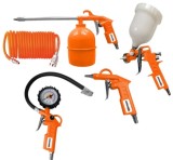 Kit accesorii aer comprimat AirPower2400plus (contine : pistol suflare, pistol pulverizare, pistol spălare, pistol umflare, furtun spiralat)