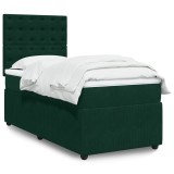 vidaXL Pat continental cu saltea, verde &icirc;nchis, 80x200 cm, catifea 3292205