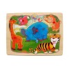 Puzzle lemn - animale jucause in jungla, 5 piese,