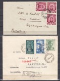 ROMANIA 1938 LP 128 CENTENARUL NASTERII REGELUI CAROL/LOT 2 PLICURI CIRCULAT RECOMANDAT BUCURESTI-HAMBURG CENZURA GERMANA