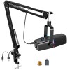 Microfon Profesional KD8S, USB &amp; XLR, Cardioid, Reducere Zgomot, Mute, RGB, Brat Ajustabil, Plug &amp; Play, PC, Mac, PS4, PS5, Negru