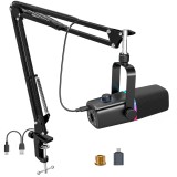 Cumpara ieftin Microfon Profesional KD8S, USB &amp; XLR, Cardioid, Reducere Zgomot, Mute, RGB, Brat Ajustabil, Plug &amp; Play, PC, Mac, PS4, PS5, Negru