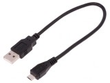 Cablu USB 2.0 A la Micro B 0,25m Negru, QOLTEC
