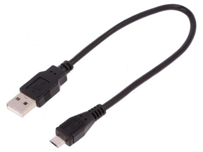 Cablu USB 2.0 A la Micro B 0,25m Negru foto