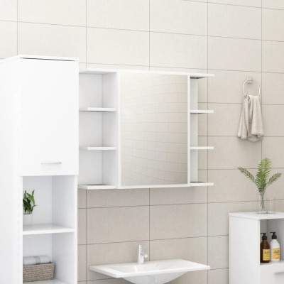 vidaXL Dulap de baie cu oglindă, alb, 80x20,5x64 cm, lemn prelucrat 802606 foto