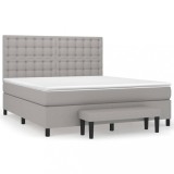 Cumpara ieftin Pat continental, gri deschis, 180x200 cm, material textil