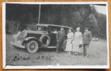 Foto de epoca , General roman la Borsec cu familia , cu masina , 1936