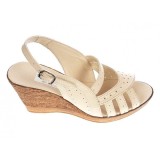 Sandale dama de vara cu platforme de 7 cm, din piele naturala, bej, S64BEJBOX
