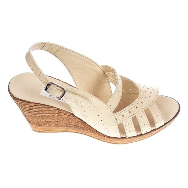 Sandale dama de vara cu platforme de 7 cm, din piele naturala, bej, S64BEJBOX