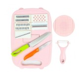 Feliator Multifunctional Bucatarie 9 in 1 Pliabil cu Lame Otel Inoxidabil si Strecuratoare Integrata pentru Legume Fructe