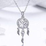 Lantisor Din Argint Reglabil cu Simbolul Somnului cu Copacul Vietii Model