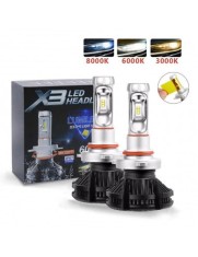 Set 2 leduri HB4/9006 X3 Canbus pentru far auto, putere 50W, luminozitate 12.000 Lm, 12V-24V X3-HB4