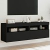 VidaXL Comode TV de perete cu lumini LED, 2 buc., negru, 60x30x40 cm
