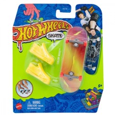 Set mini placa skateboard cu pantofi, Hot Wheels, Color Wave, HGT65