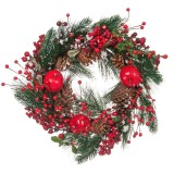 Coroniță Crăciun, Pin Nins Berries Mere, Diametru 45cm