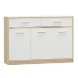 Cumpara ieftin Comoda 3 usi 2 sertare mdf alb stejar sonoma Teyo 123x34x85 cm