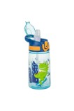 Cumpara ieftin Sticlă de apă pentru copii cu pai și m&acirc;ner, 500 ml, dinozaur, pop-up, școală și grădiniță
