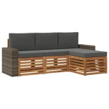 vidaXL Set de canapele de exterior cu pernă 4 pcs Natural și Antracit 3384218