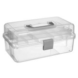 Valiza organizatoare din plastic transparent cu 3 nivele, 32,5x19,5x14,5 cm, CMCLASS
