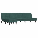 Canapea extensibila in forma de L verde 255x140x70 cm catifea