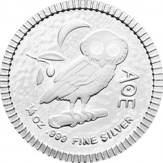 Moneda argint 999 lingou, Bufnita Ateniana 1/4 uncie = 7,8 grame foto