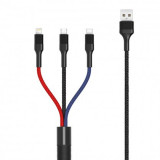 Cablu de date, XO-NB54, 3in1 (8-pin/micro/type-C) 3A, 1,2 m, Multicolor, Blister