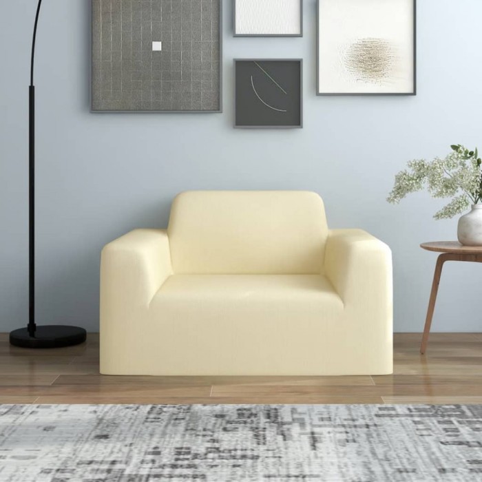 vidaXL Husă elastică pentru canapea poliester jersey crem 332944