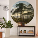 WallArt Tapet &icirc;n forma de cerc &bdquo;Umbrella Pines in Italy&rdquo;, 142,5 cm GartenMobel Dekor, vidaXL